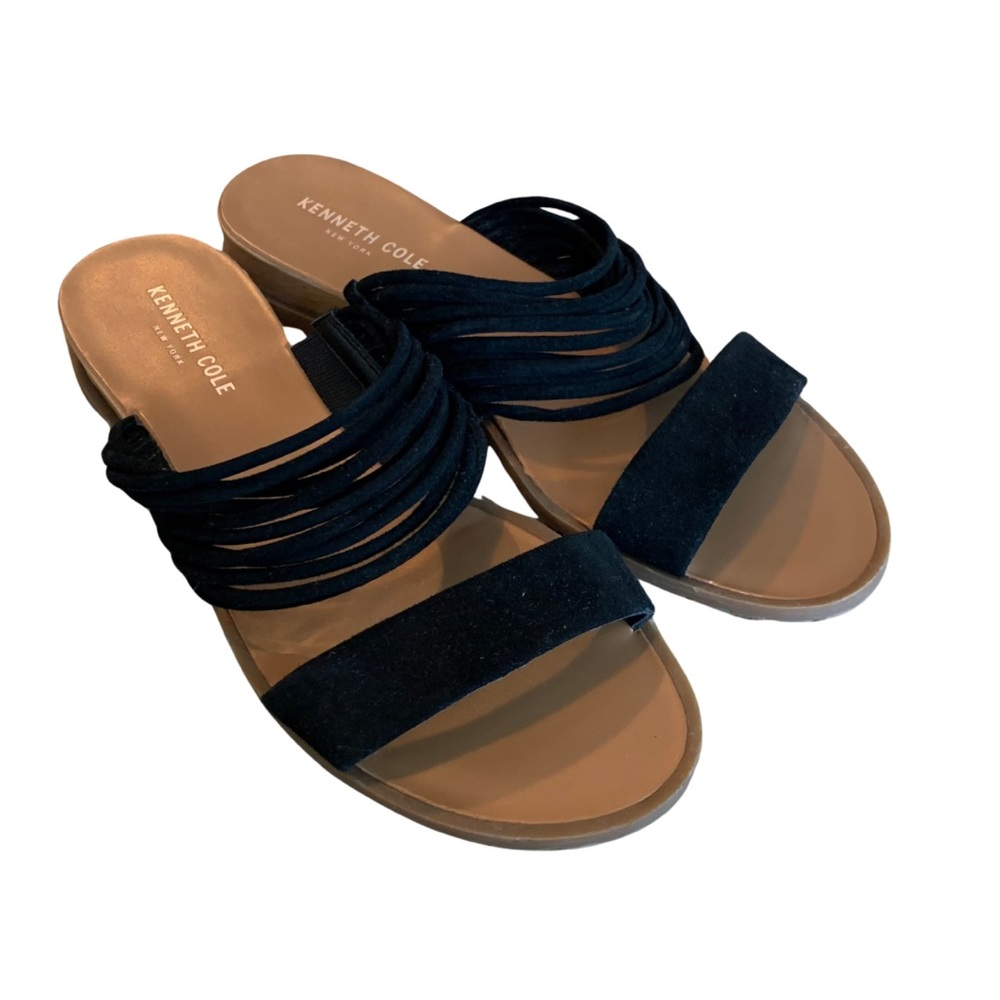 KENNETH COLE Jules Black Strappy Sandal Slide Black Size 9